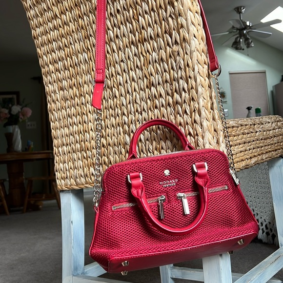Modalu “Pippa” Small Red Grab Bag *RARE FABRIC DESIGN* NWOT - Picture 3 of 8